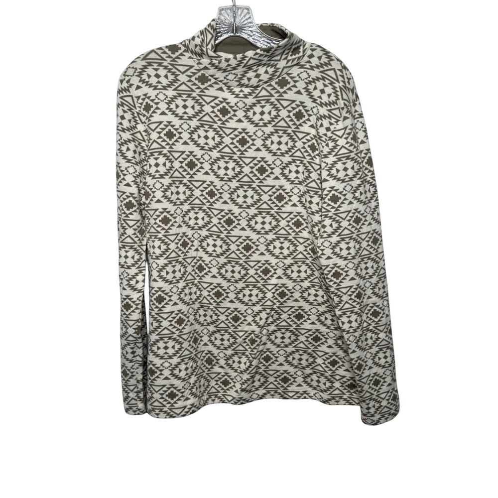 Duluth Trading Co Aztec Print Pullover XL CoolMax Cowl‎ Neck Long Sleeve Western